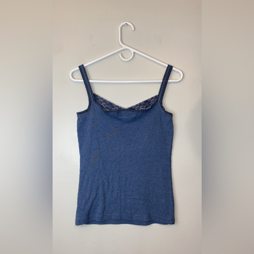Y2K Tommy Hilfiger Navy Camisole with Lace Detail - Picture 2 of 9